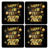 Happy new year 2022, ΣΕΤ 4 Σουβέρ ξύλινα τετράγωνα