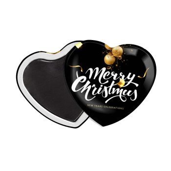 Merry Christmas gold, Μαγνητάκι καρδιά (57x52mm)