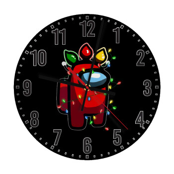 Among US xmas lights, Ρολόι τοίχου ξύλινο (30cm)