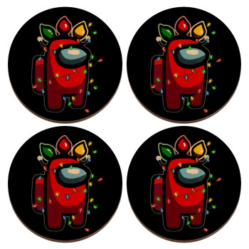 Among US xmas lights, ΣΕΤ x4 Σουβέρ ξύλινα στρογγυλά plywood (9cm)