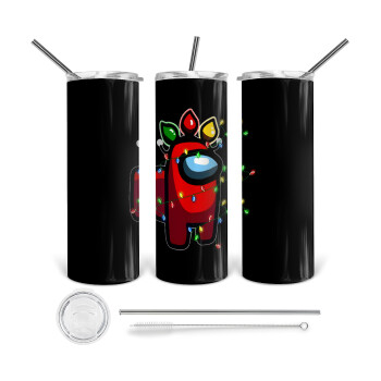 Among US xmas lights, 360 Eco friendly stainless steel tumbler 600ml, with metal straw & cleaning brush