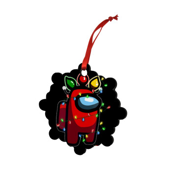 Among US xmas lights, Στολίδι Χριστουγεννιάτικο στολίδι snowflake ξύλινο 7.5cm