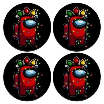 Among US xmas lights, ΣΕΤ 4 Σουβέρ ξύλινα στρογγυλά (9cm)