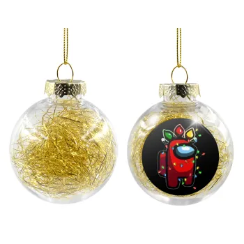 Among US xmas lights, Transparent Christmas tree ball ornament with gold filling 8cm
