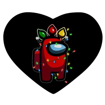 Among US xmas lights, Mousepad καρδιά 23x20cm