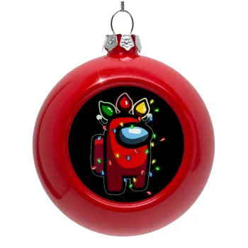 Among US xmas lights, Red Christmas tree ornament bauble 8cm