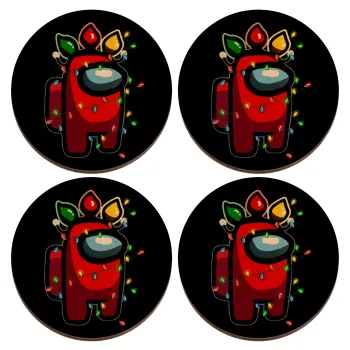 Among US xmas lights, ΣΕΤ x4 Σουβέρ ξύλινα στρογγυλά plywood (9cm)