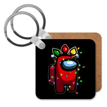 Among US xmas lights, Μπρελόκ Ξύλινο τετράγωνο MDF