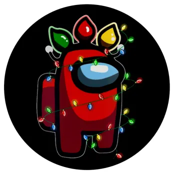 Among US xmas lights, Mousepad Round 20cm