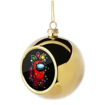 Among US xmas lights, Golden Christmas tree ball ornament 8cm