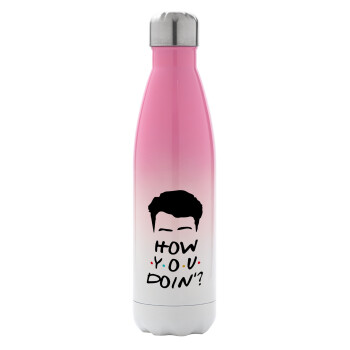 Friends how you doin?, Metal mug thermos Pink/White (Stainless steel), double wall, 500ml