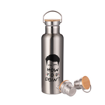Friends how you doin?, Stainless steel Silver with wooden lid (bamboo), double wall, 750ml