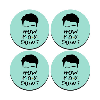 Friends how you doin?, SET of 4 round wooden coasters (9cm)