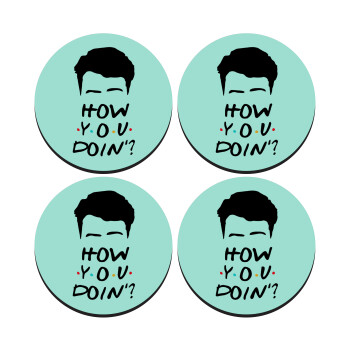 Friends how you doin?, SET of 4 round wooden coasters (9cm)
