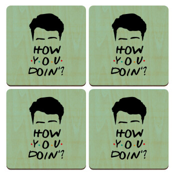 Friends how you doin?, ΣΕΤ x4 Σουβέρ ξύλινα τετράγωνα plywood (9cm)