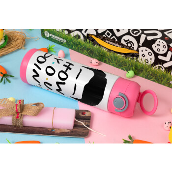 Friends how you doin?, Easter candle, Childrens hot water bottle, stainless steel, with safety straw, PINK (500ml)