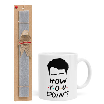 Friends how you doin?, Easter Set, Ceramic Cup (330ml) & Easter aromatic flat candle (30cm) (GRAY)