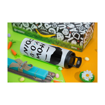 Friends how you doin?, Easter candle,Travel Tumbler 2 Lids, with metal straw & cleaning brush & aromatic flat candle (30cm) (BLUE)