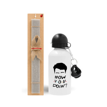 Friends how you doin?, Easter Set, metallic aluminum water bottle (500ml) & aromatic flat Easter candle (30cm) (GRAY)