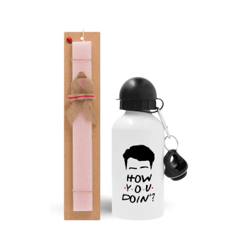 Friends how you doin?, Easter Set, metallic aluminum bottle (500ml) & aromatic flat Easter candle (30cm) (PINK)