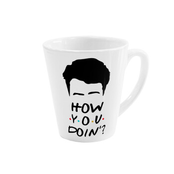 Friends how you doin?, Κούπα κωνική Latte Λευκή, κεραμική, 300ml