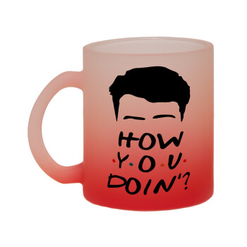 Friends how you doin?, Κούπα γυάλινη δίχρωμη με βάση το κόκκινο ματ, 330ml