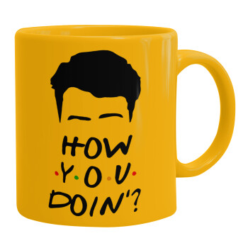Friends how you doin?, Ceramic coffee mug yellow, 330ml