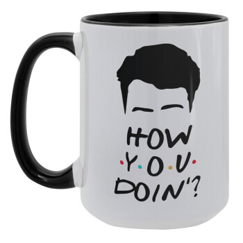 Friends how you doin?, Κούπα Mega 15oz, κεραμική Μαύρη, 450ml