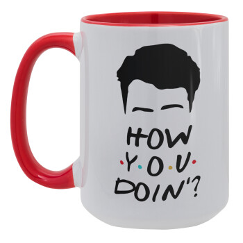 Friends how you doin?, Κούπα Mega 15oz, κεραμική Κόκκινη, 450ml