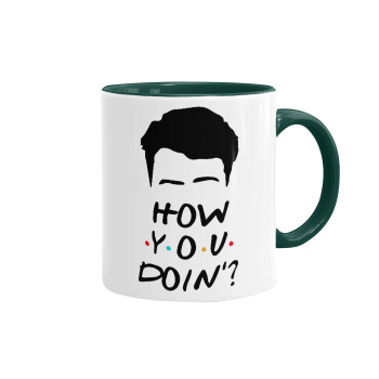Friends how you doin?, Κούπα χρωματιστή πράσινη, κεραμική, 330ml
