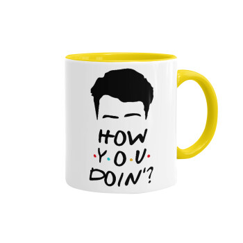 Friends how you doin?, Mug colored yellow, ceramic, 330ml