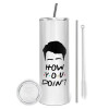 Tumbler stainless steel 600ml, with metal straw & cleaning brush