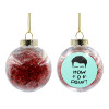 Transparent Christmas tree ball ornament with red filling 8cm
