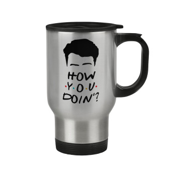 Friends how you doin?, Stainless steel travel mug with lid, double wall 450ml