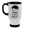 Friends how you doin?, Stainless steel travel mug with lid, double wall (warm) white 450ml