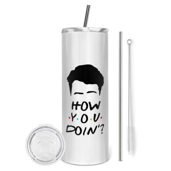 Friends how you doin?, Tumbler stainless steel 600ml, with metal straw & cleaning brush