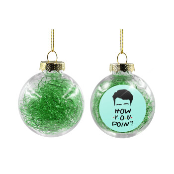 Friends how you doin?, Χριστουγεννιάτικη μπάλα δένδρου διάφανη με πράσινο γέμισμα 8cm