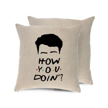 Friends how you doin?, Μαξιλάρι καναπέ ΛΙΝΟ 40x40cm περιέχεται το  γέμισμα