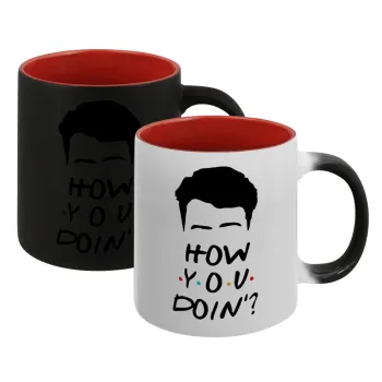 Friends how you doin?, Κούπα Μαγική εσωτερικό κόκκινο, κεραμική, 330ml που αλλάζει χρώμα με το ζεστό ρόφημα