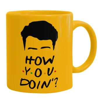 Friends how you doin?, Ceramic coffee mug yellow, 330ml