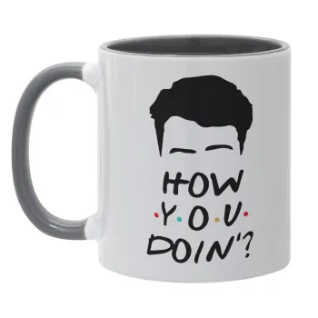 Friends how you doin?, Κούπα χρωματιστή γκρι, κεραμική, 330ml