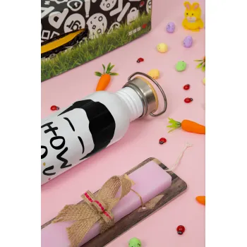 Friends how you doin?, Πασχαλινή Λαμπάδα με παγούρι μεταλλικό (620ml, stainless steel) & κερί αρωματικό πλακέ (30cm) (ΡΟΖ)