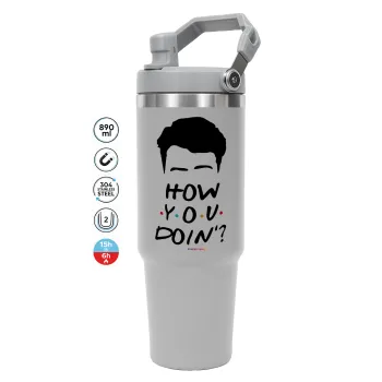 Friends how you doin?, ΓΚΡΙ χρώματος Θερμός Ανοξείδωτο 890ml (30oz) με χερούλι