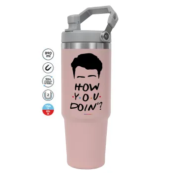Friends how you doin?, Pink color, 890ml (30oz) stainless Steel Tumbler with Handle