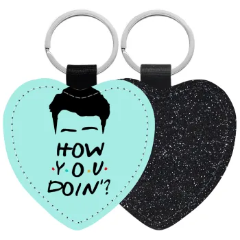 Friends how you doin?, Μπρελόκ PU δερμάτινο glitter καρδιά ΜΑΥΡΟ