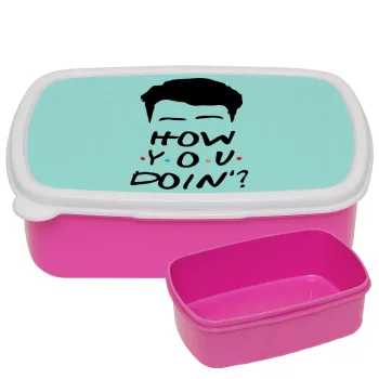 Friends how you doin?, ΡΟΖ παιδικό δοχείο φαγητού (lunchbox) πλαστικό (BPA-FREE) Lunch Βox M18 x Π13 x Υ6cm