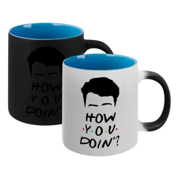 Friends how you doin?, Κούπα Μαγική εσωτερικό μπλε, κεραμική 330ml που αλλάζει χρώμα με το ζεστό ρόφημα