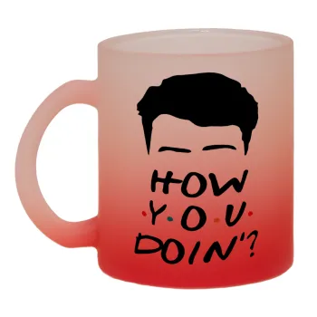 Friends how you doin?, Κούπα γυάλινη δίχρωμη με βάση το κόκκινο ματ, 330ml