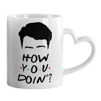 Friends how you doin?, Mug heart handle, ceramic, 330ml