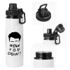 Metal water bottle with safety cap, aluminum 850ml